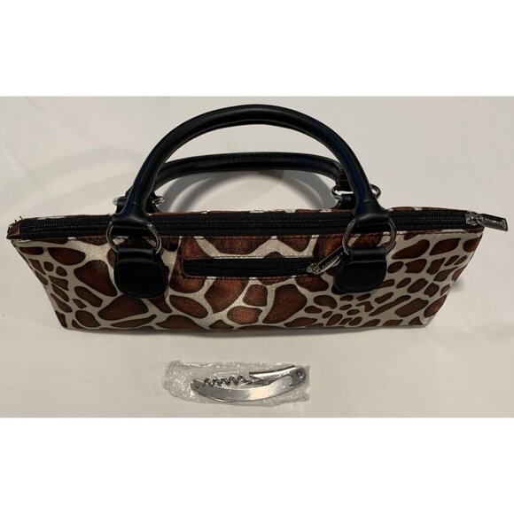 Primeware Insulated Wine Clutch Bag Giraffe Print Tote Corkscrew Thermal Zip NEW - Picture 7 of 12